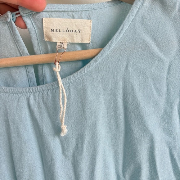 Melloday Light Blue Tiered Ruffle Feminine Top Size XL - Picture 3 of 6